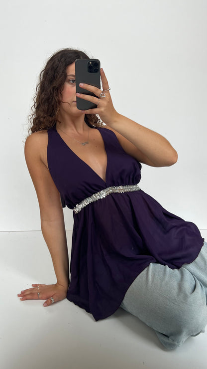 00s purple sequin cami- size M