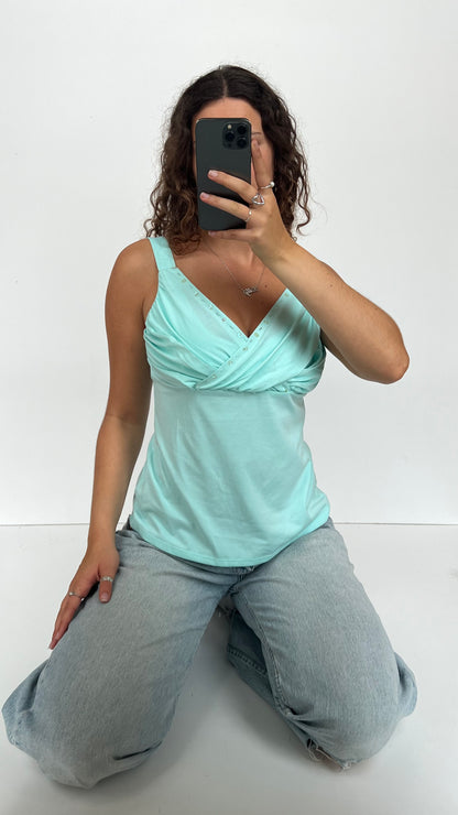 00s teal sequin cami- size L