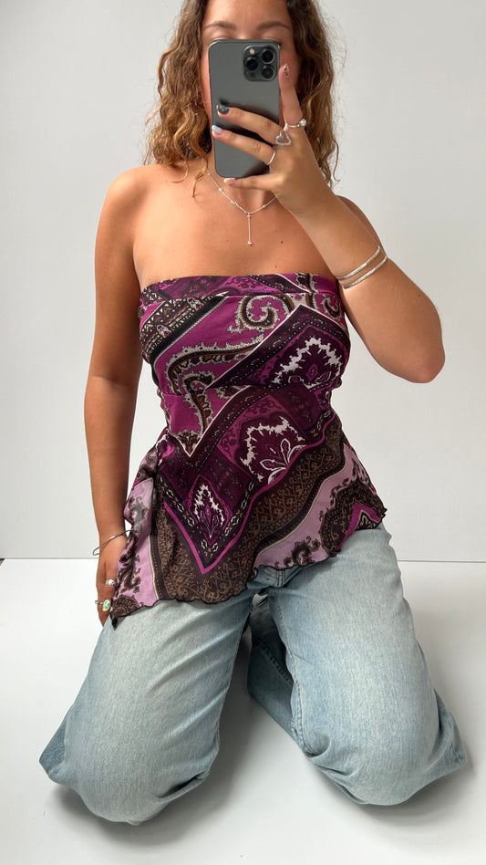 00s purple mesh strapless cami- size M