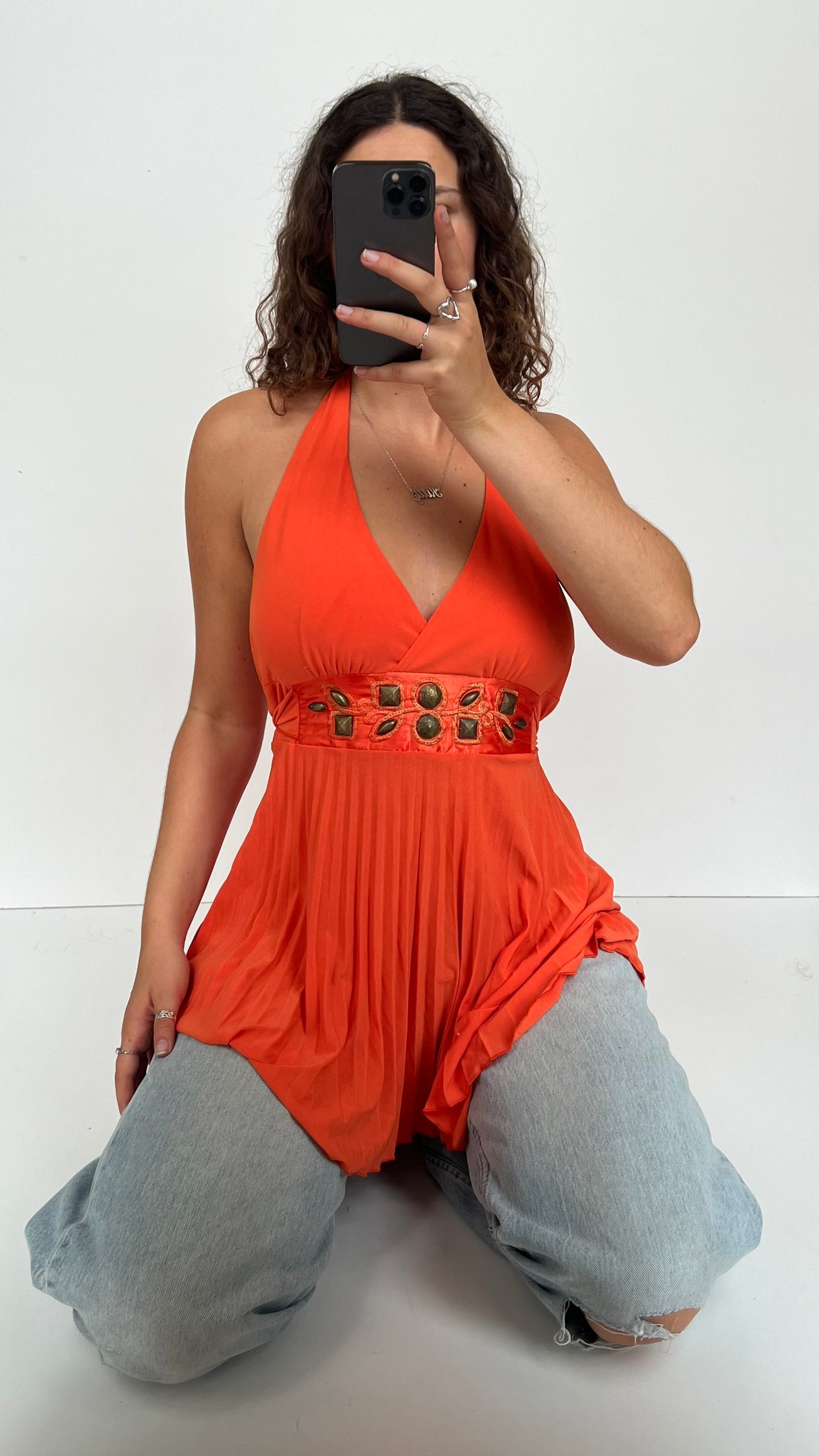 00s orange beaded cami- size M