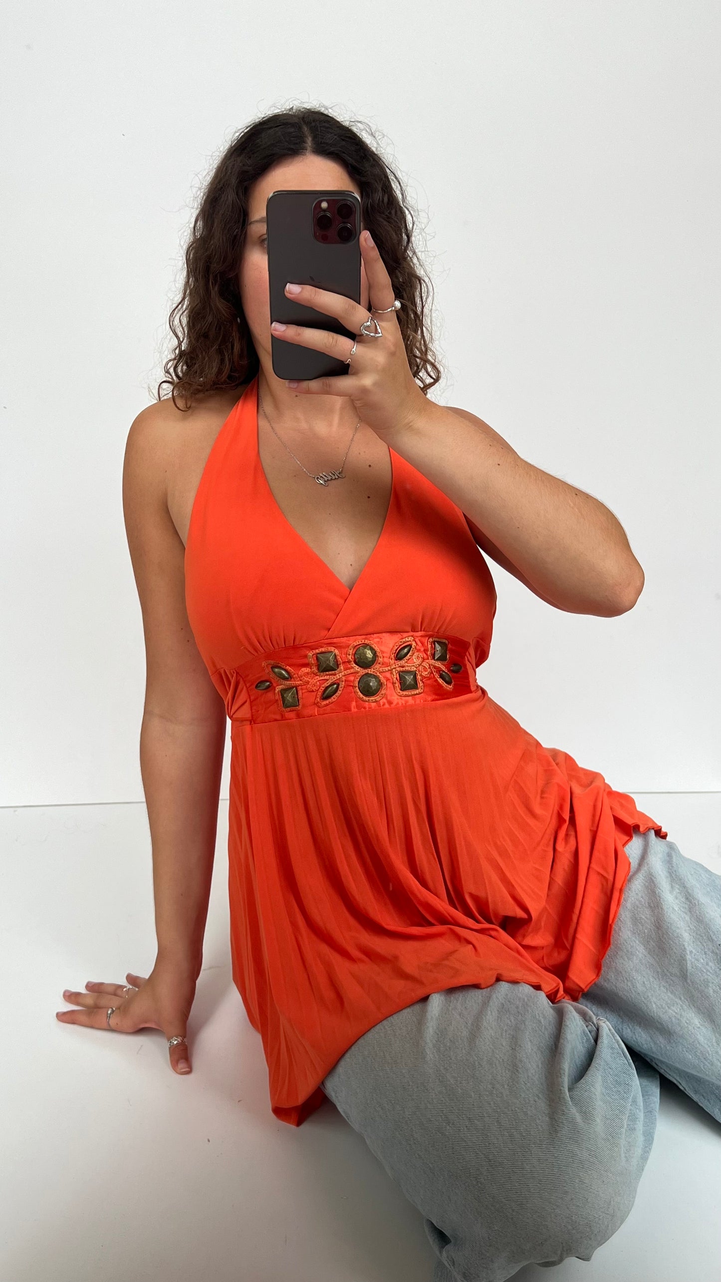00s orange beaded cami- size M