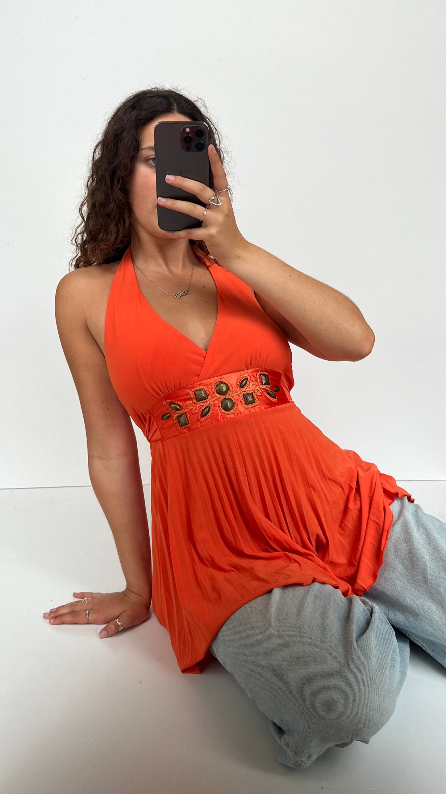 00s orange beaded cami- size M