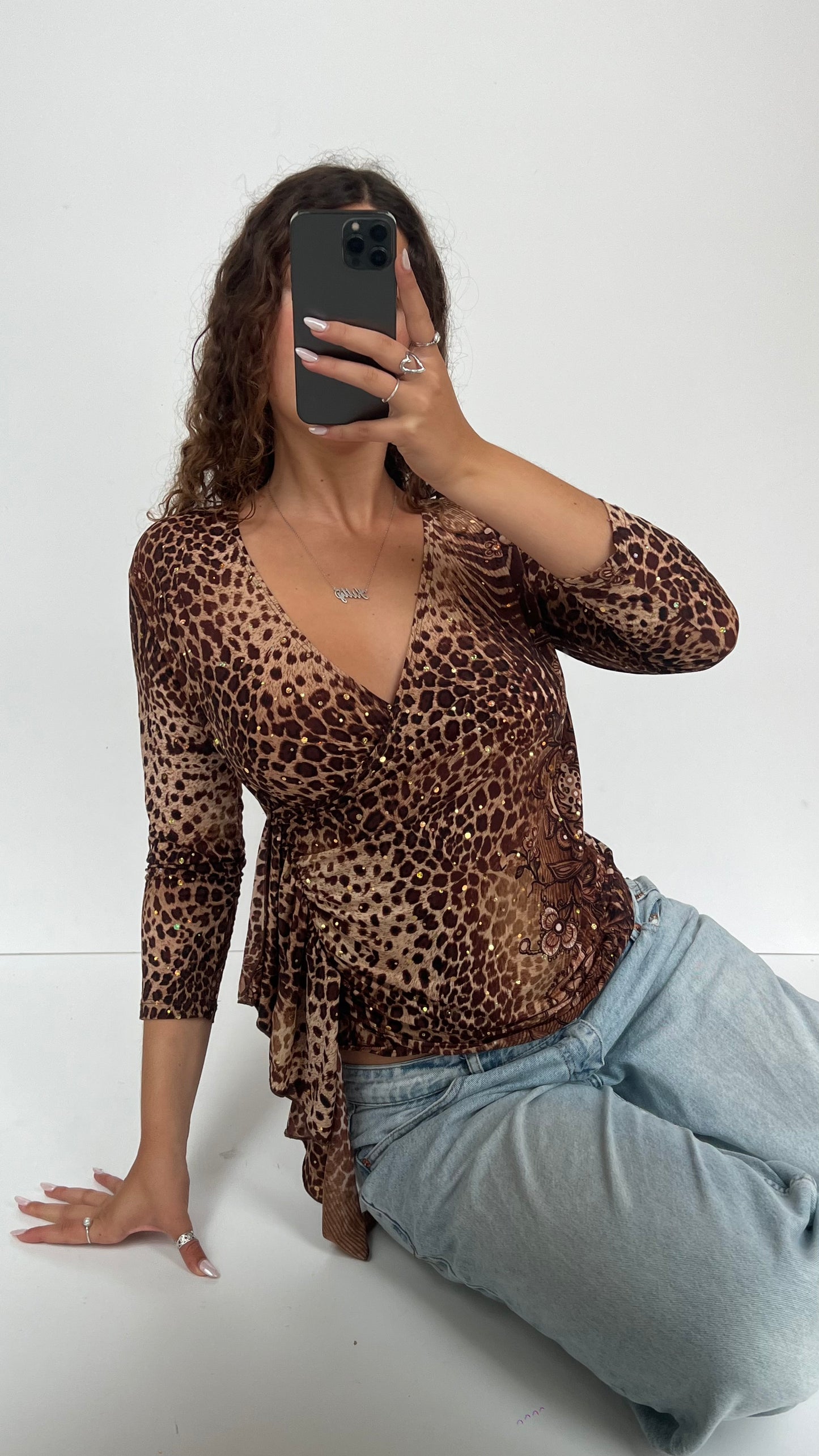 00s leopard print top- size M