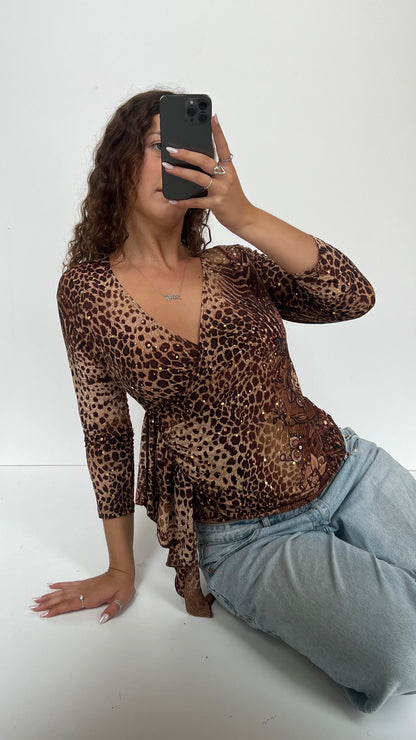 00s leopard print top- size M