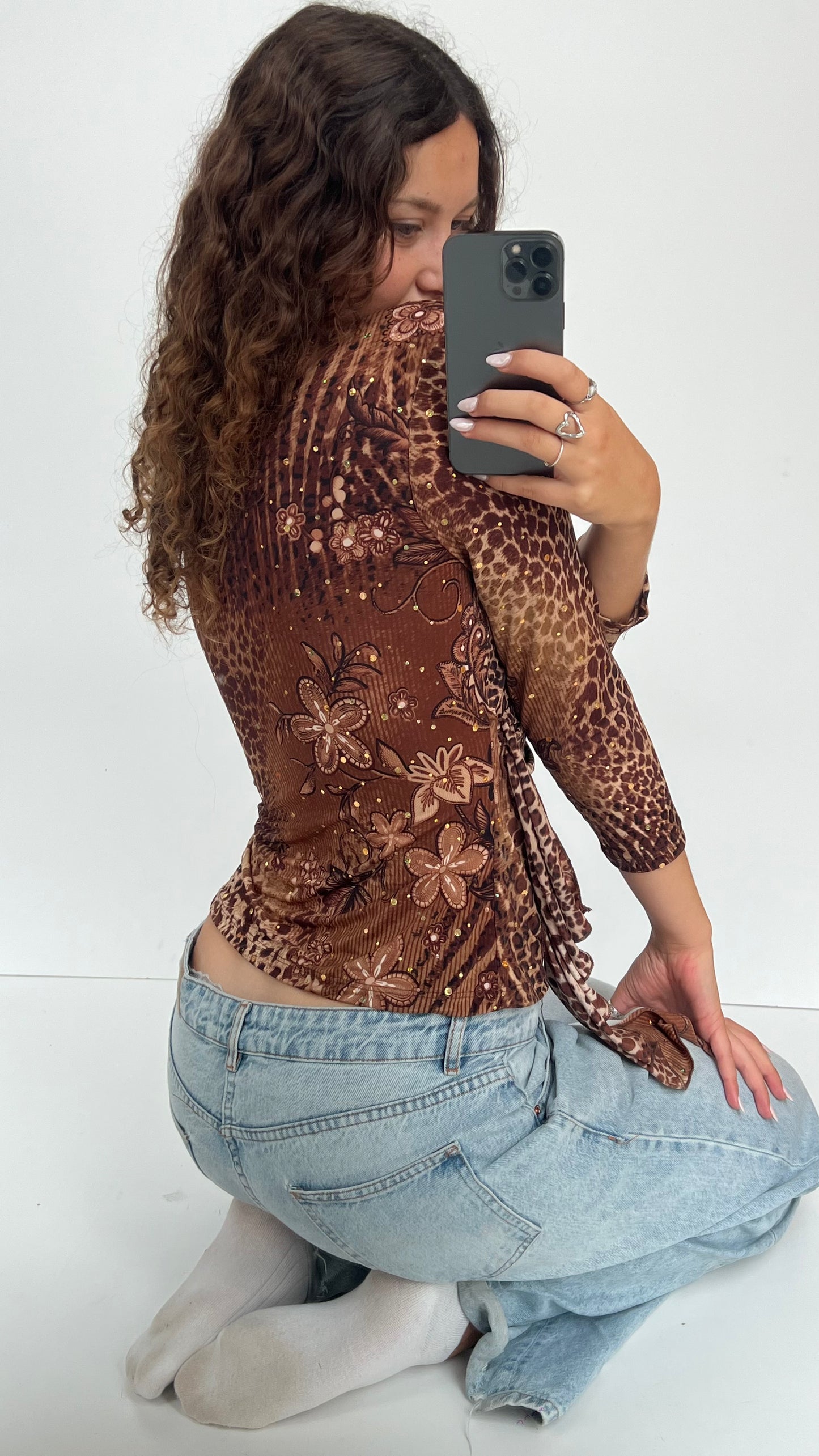 00s leopard print top- size M