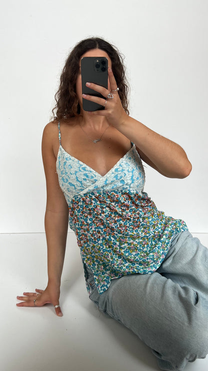 00s blue beaded star cami- size L