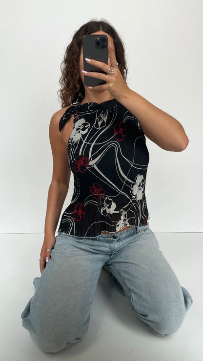 00s black red floral cami- size M