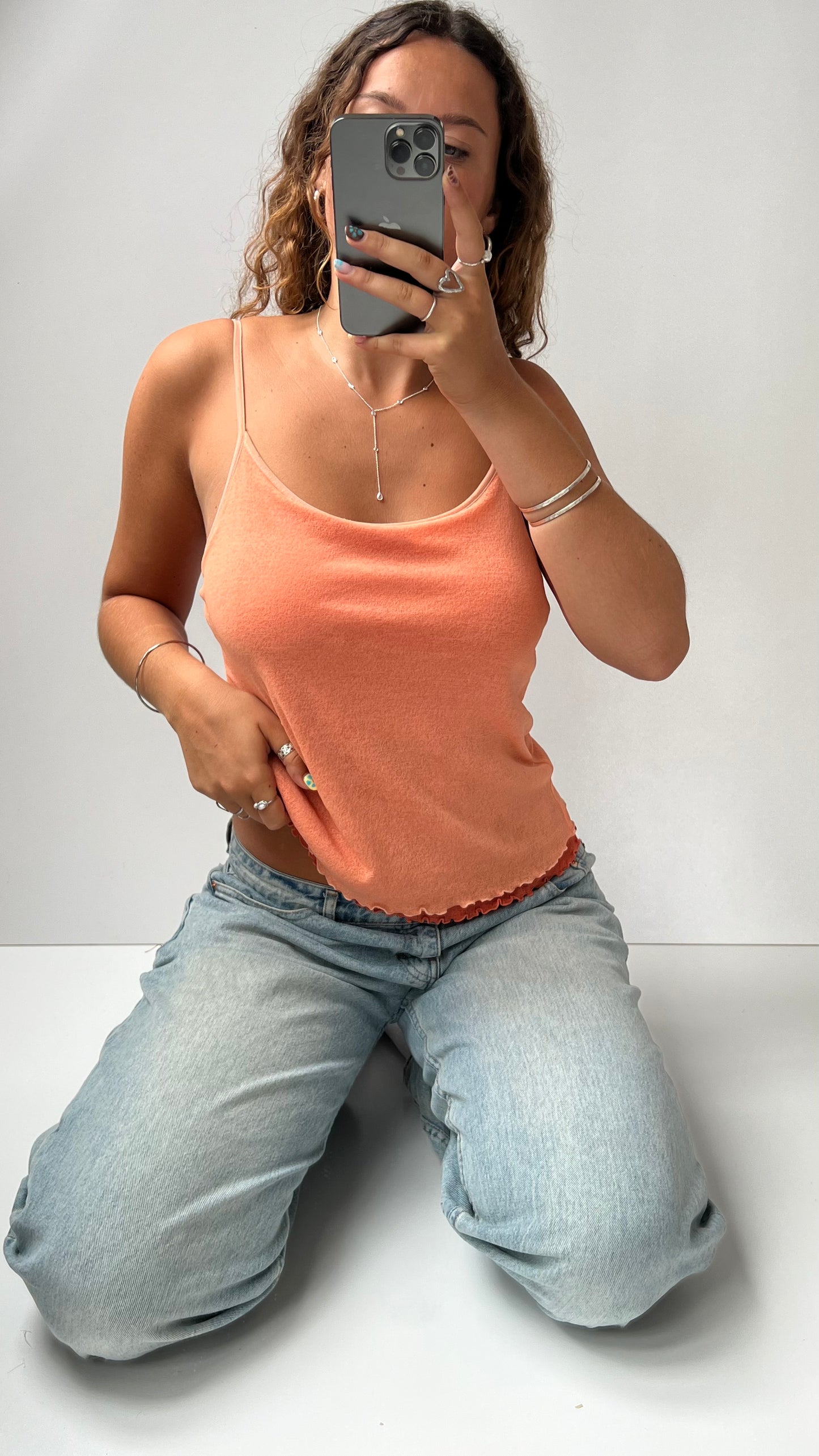 00s orange mesh cami- size M