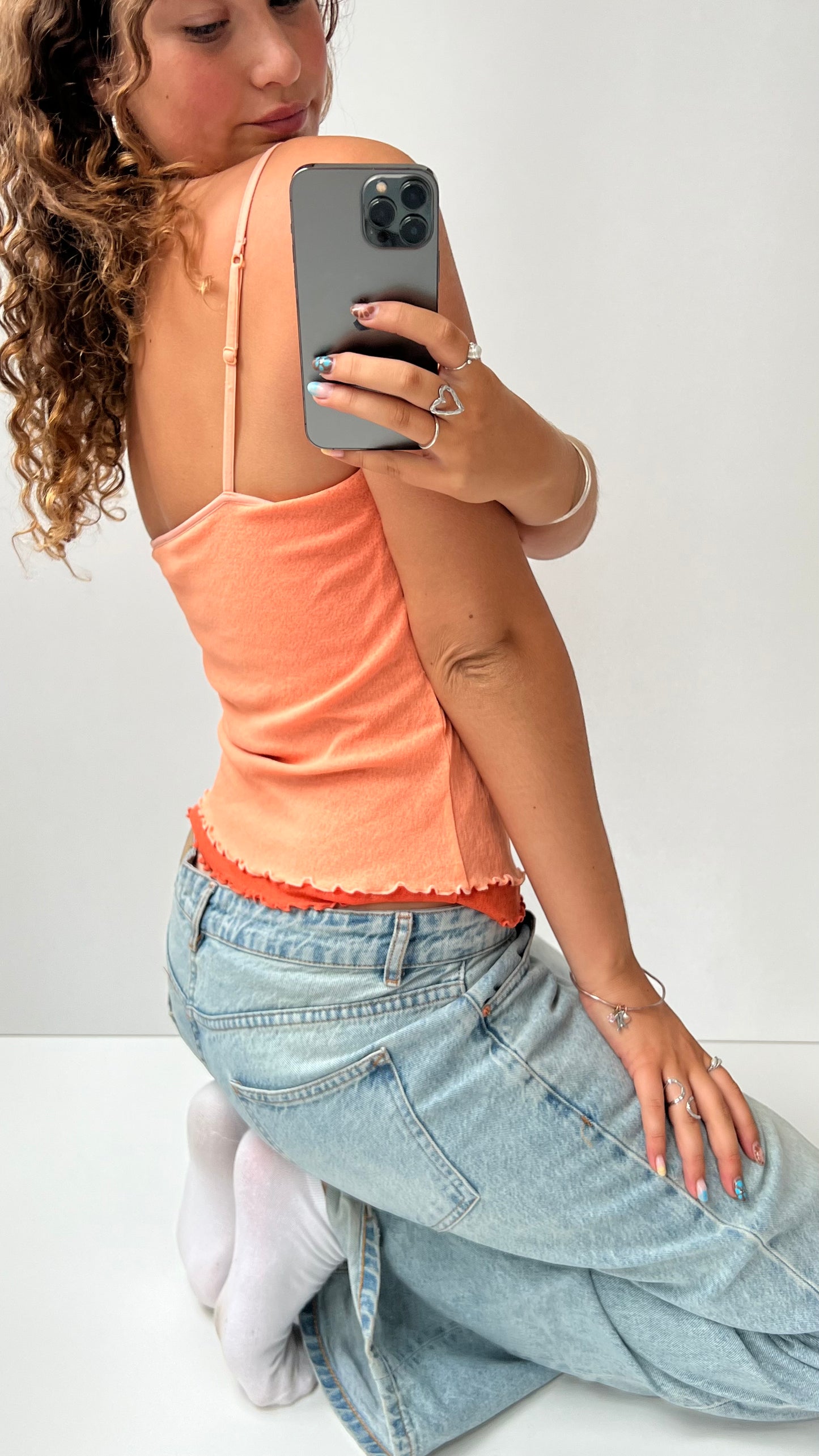 00s orange mesh cami- size M