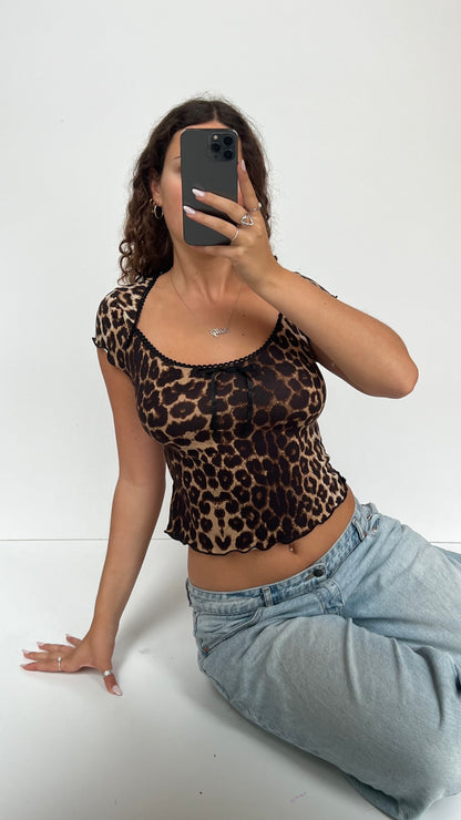 00s leopard baby tee- size S