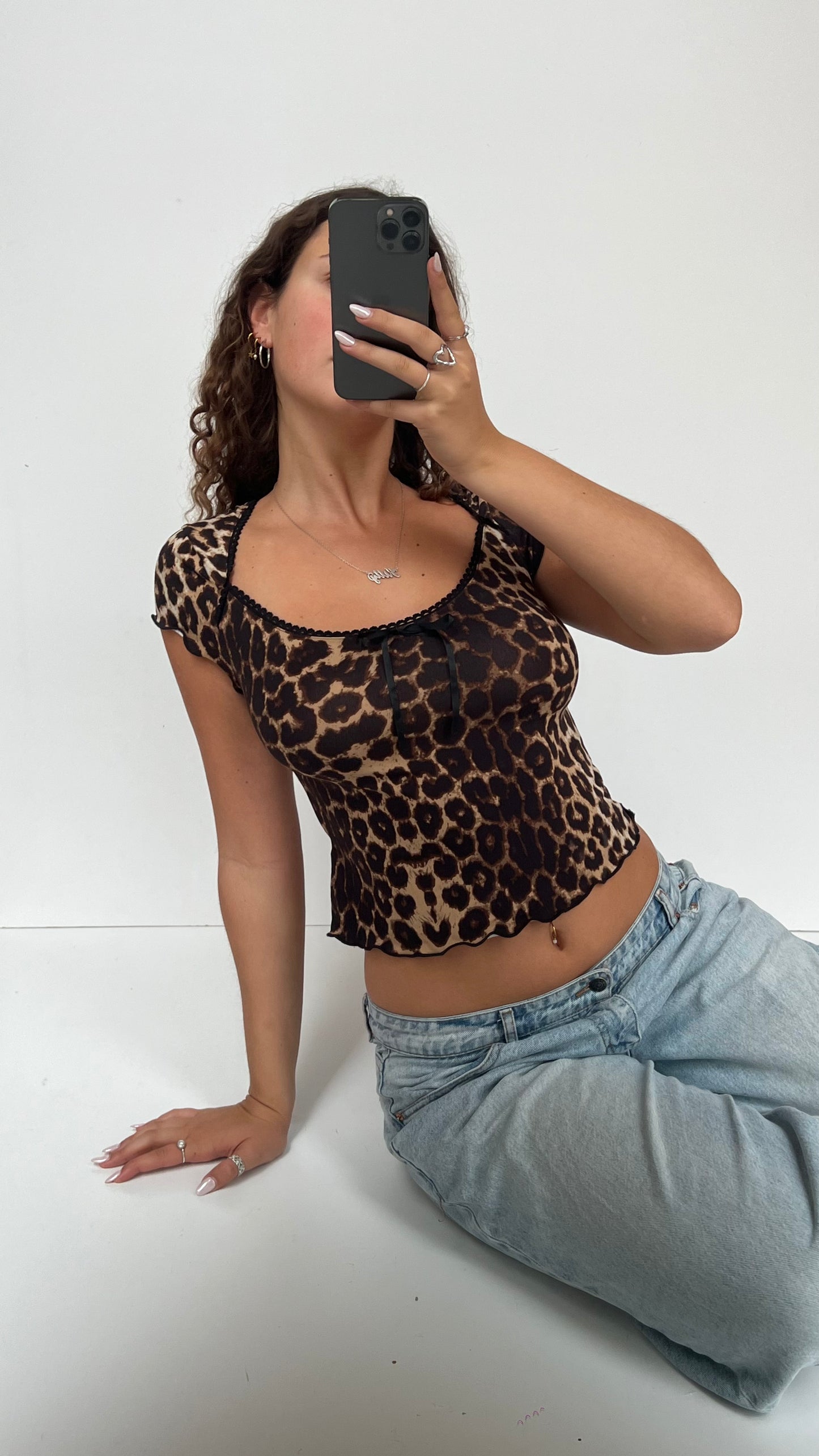 00s leopard baby tee- size S