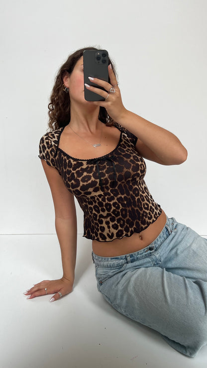 00s leopard baby tee- size S