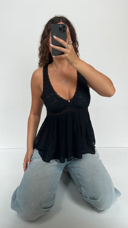 00s black lace babydoll cami- size S
