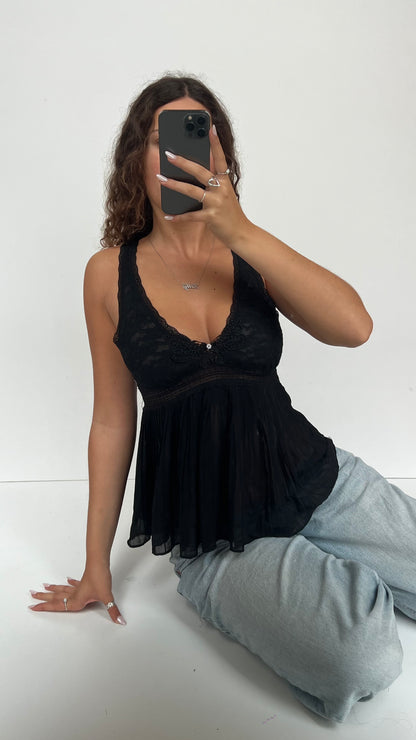 00s black lace babydoll cami- size S