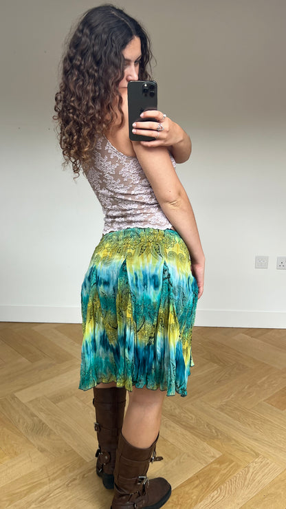 00s blue mesh midi skirt- size S