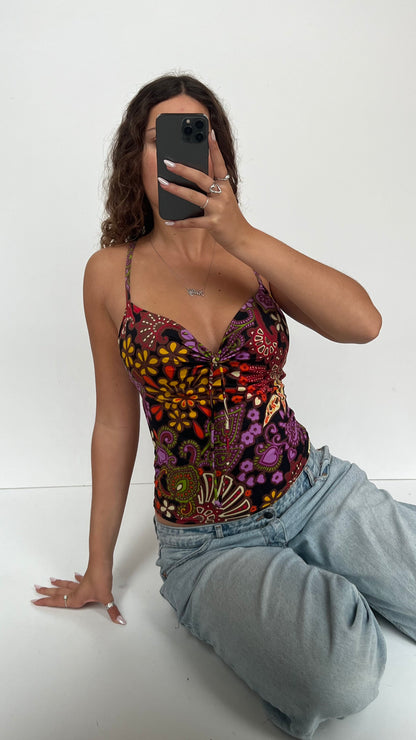 00s colourful patterned cami- size S