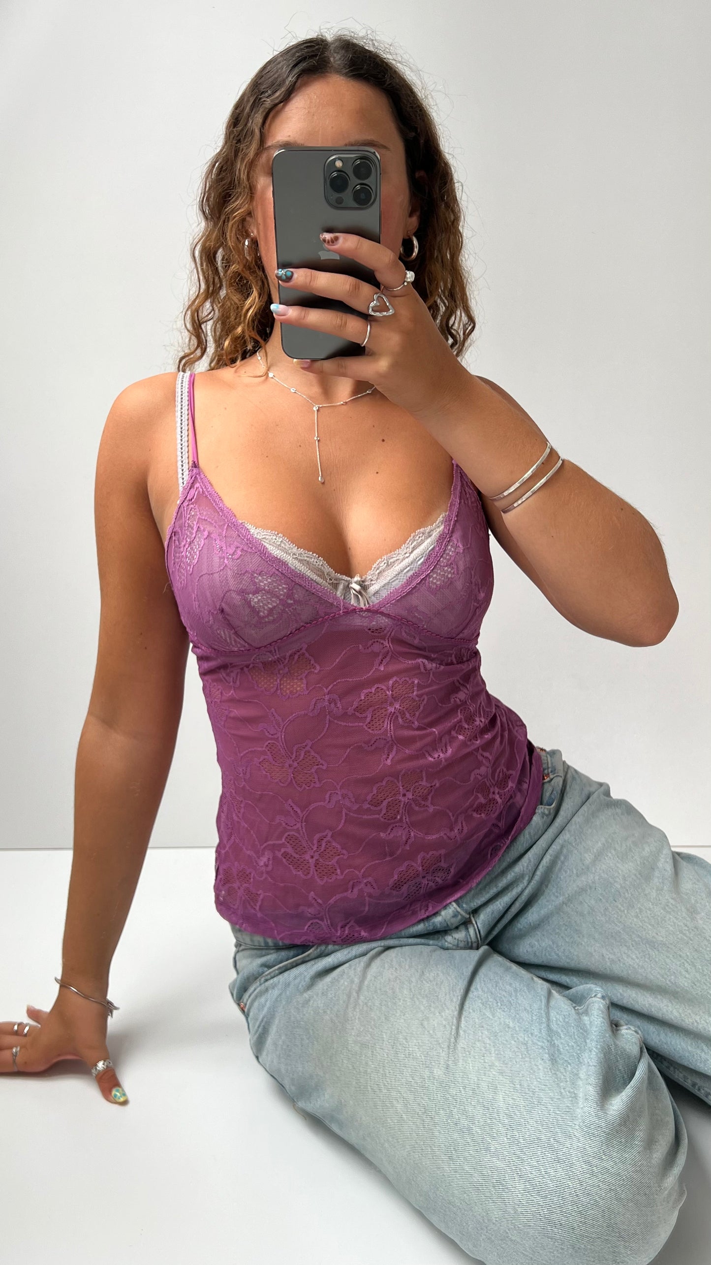 00s purple lace cami- size M