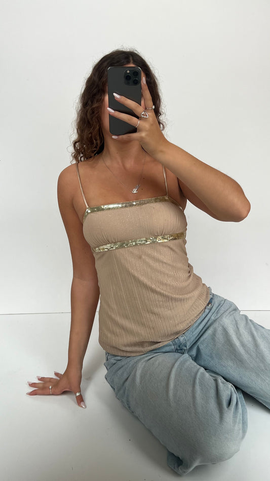 00s beige glitter cami- size S
