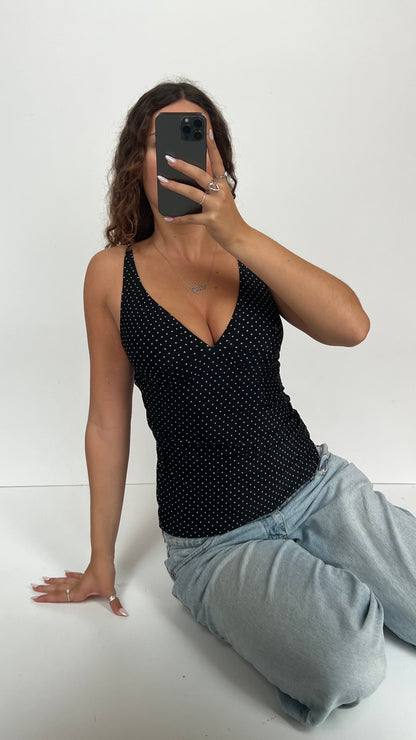 00s black polka dot cami- size M