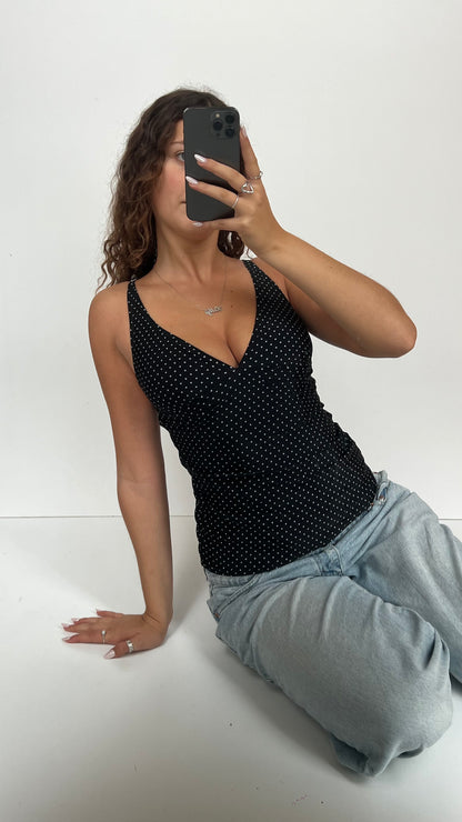 00s black polka dot cami- size M