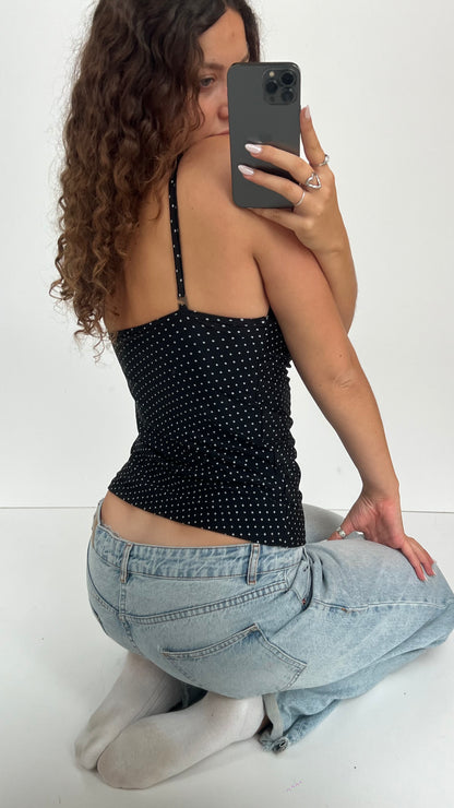00s black polka dot cami- size M