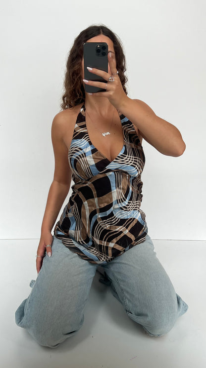 00s brown blue mesh cami- size M