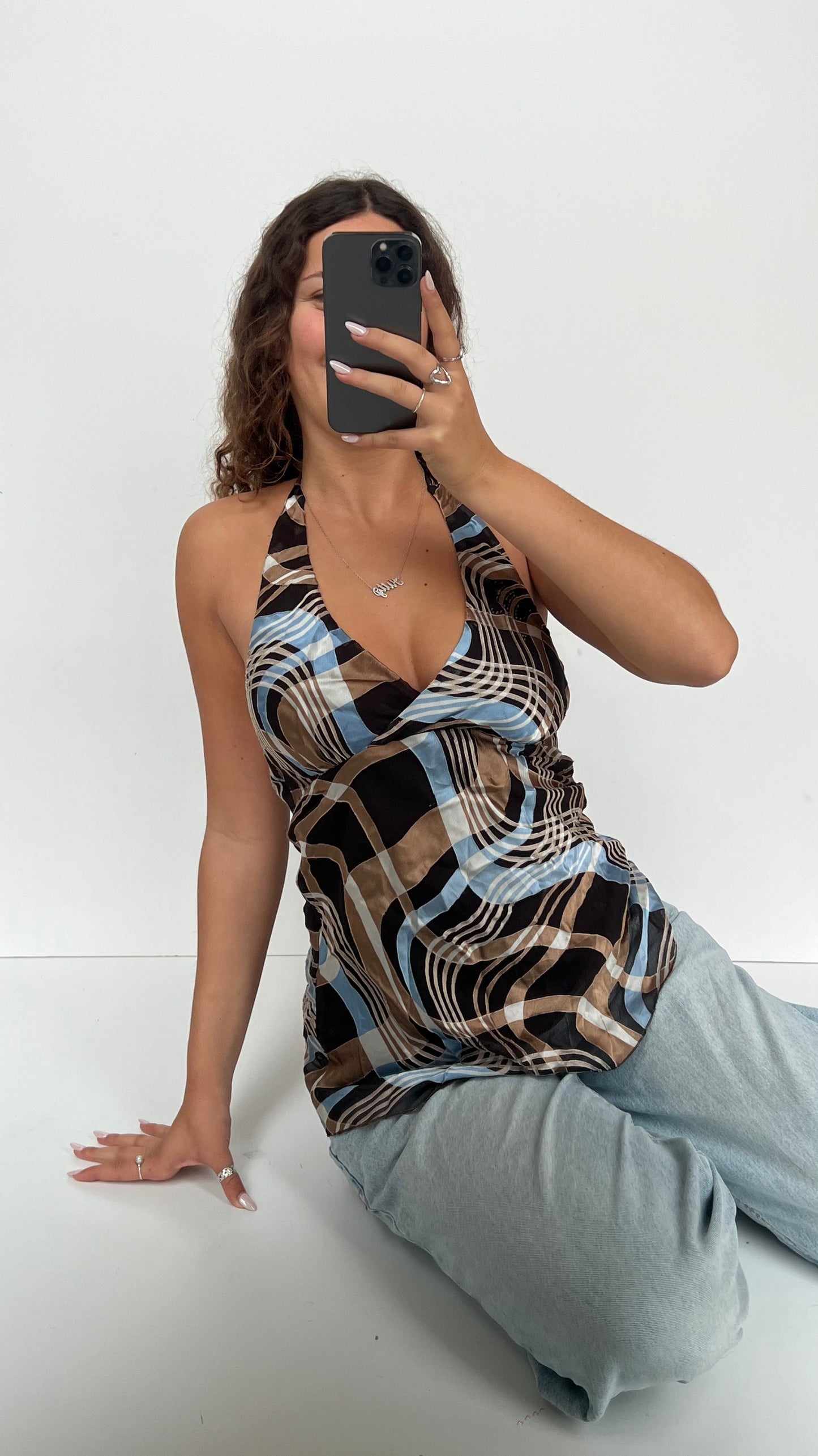 00s brown blue mesh cami- size M