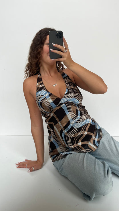 00s brown blue mesh cami- size M