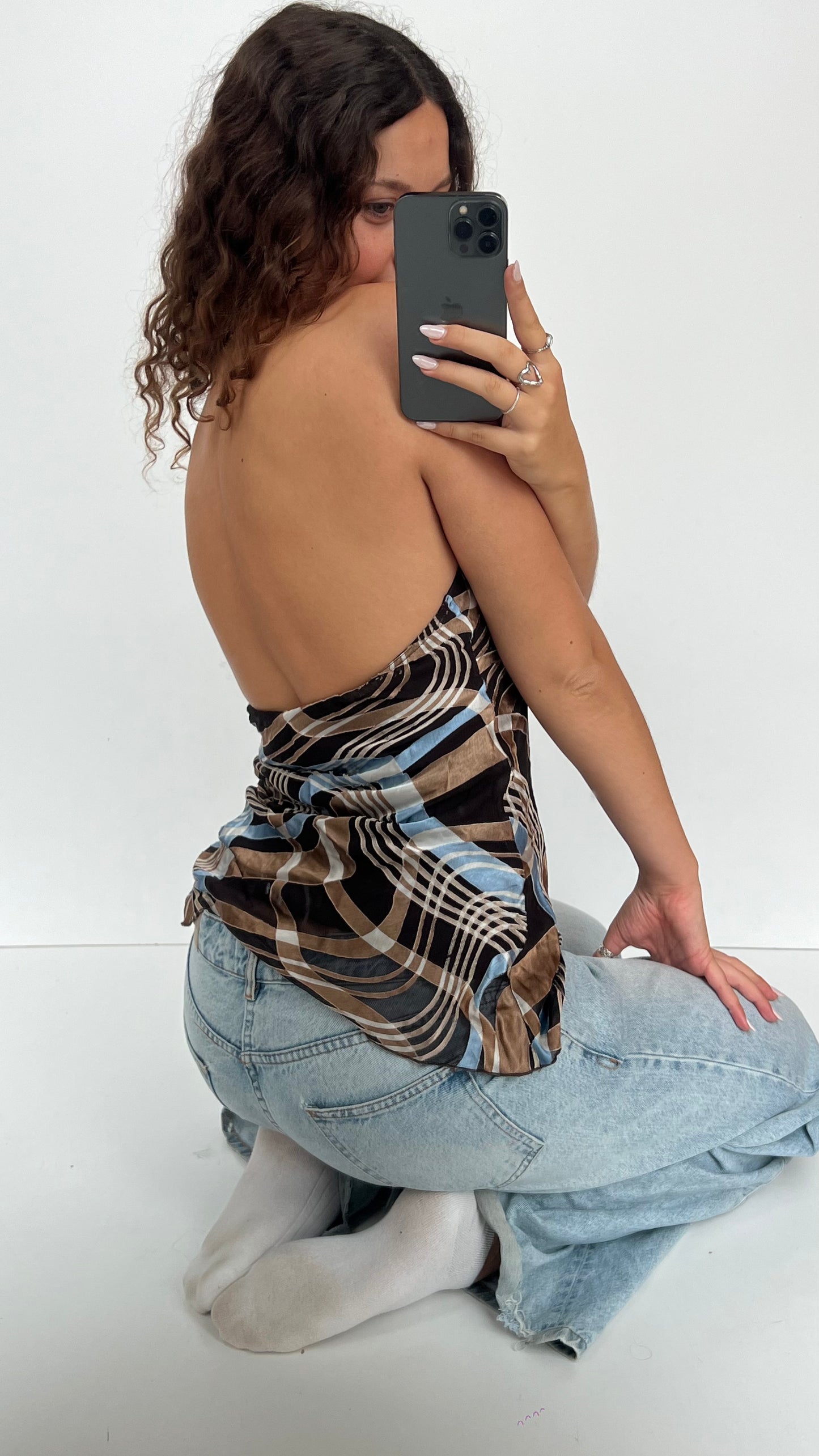 00s brown blue mesh cami- size M
