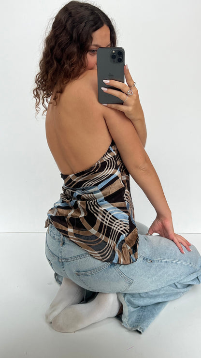 00s brown blue mesh cami- size M