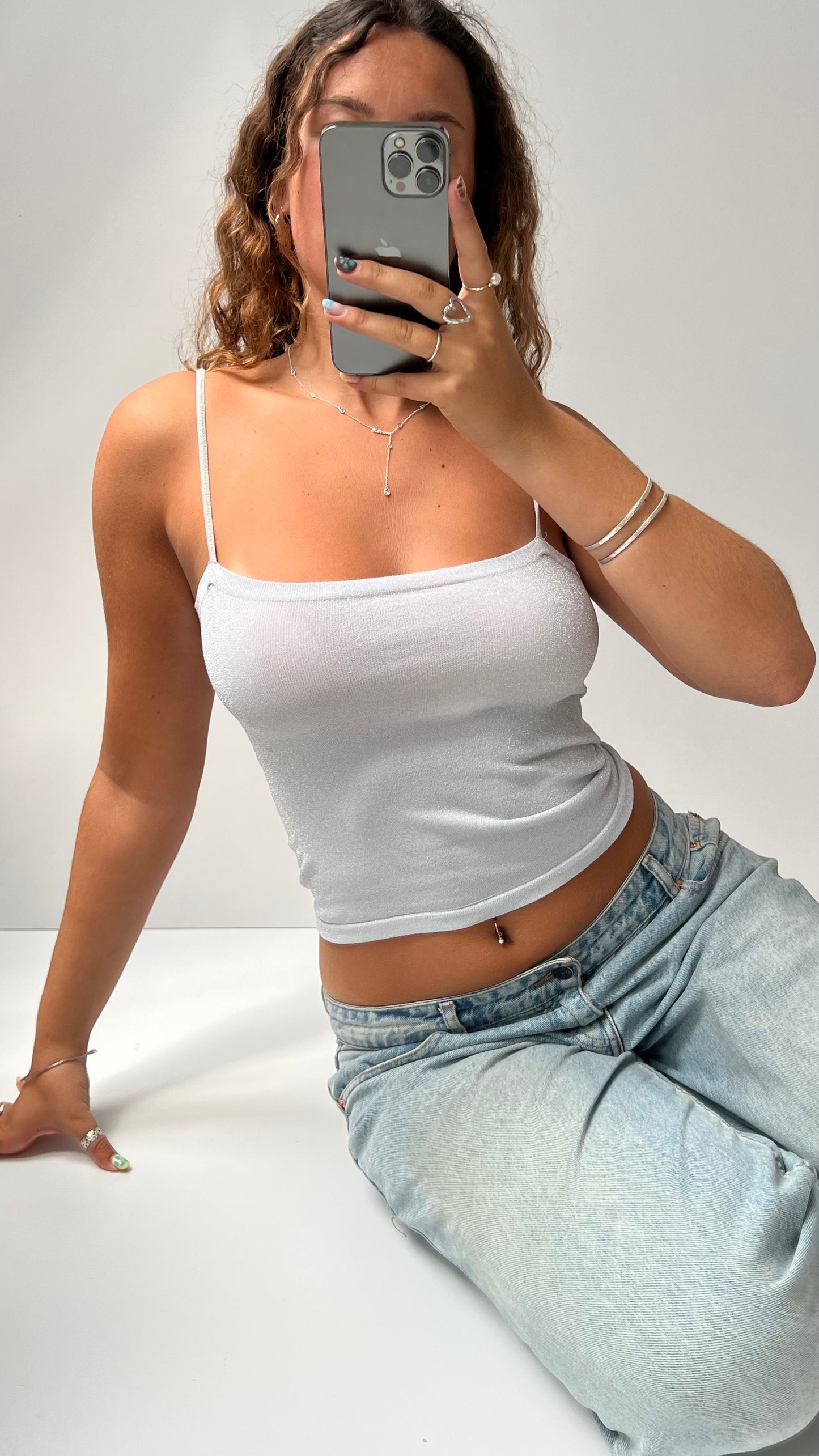 00s silver glitter cami- size S