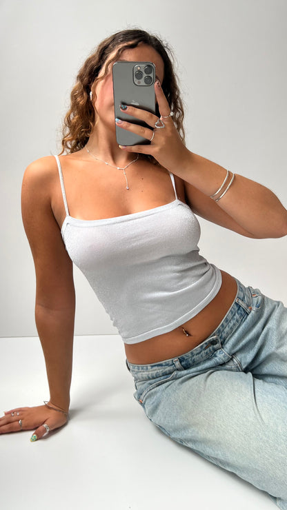 00s silver glitter cami- size S