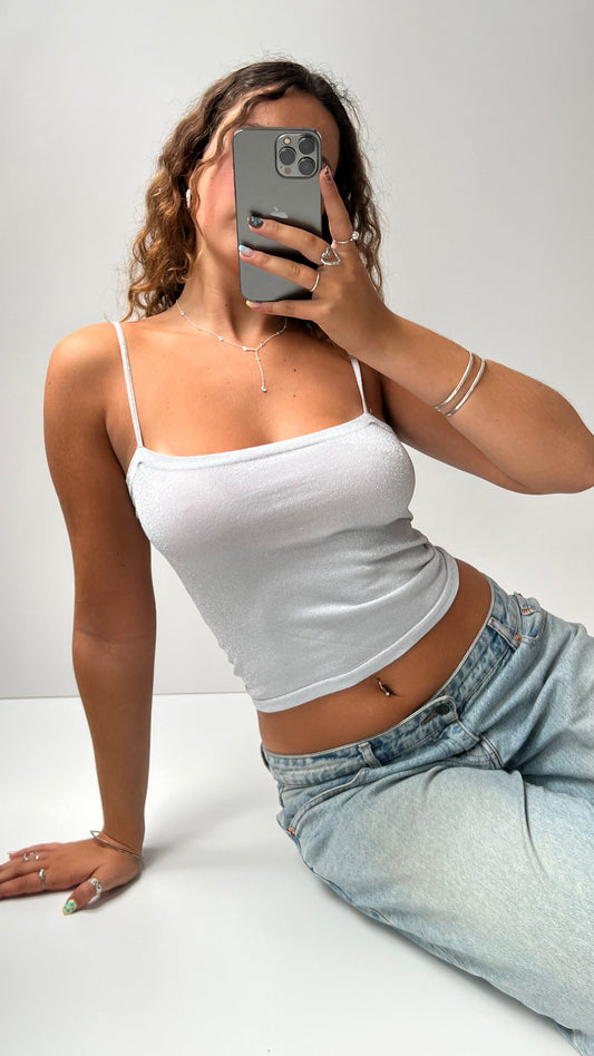00s silver glitter cami- size S