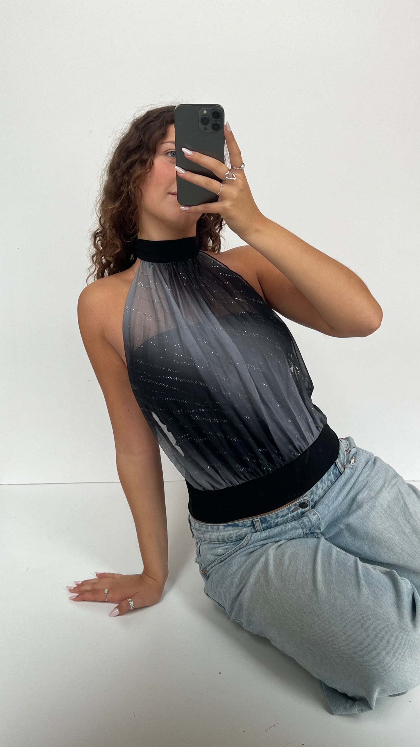 00s grey mesh tank top- size S/M