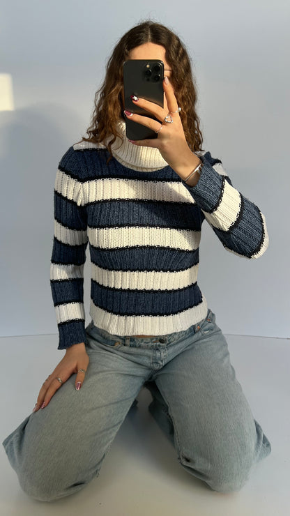 00s blue striped jumper- size S