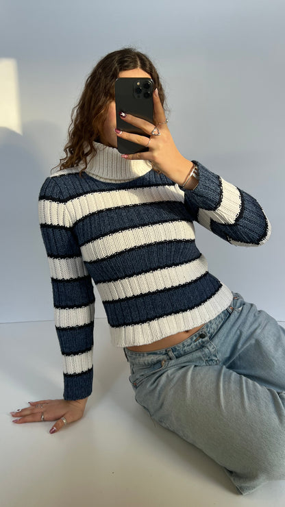 00s blue striped jumper- size S