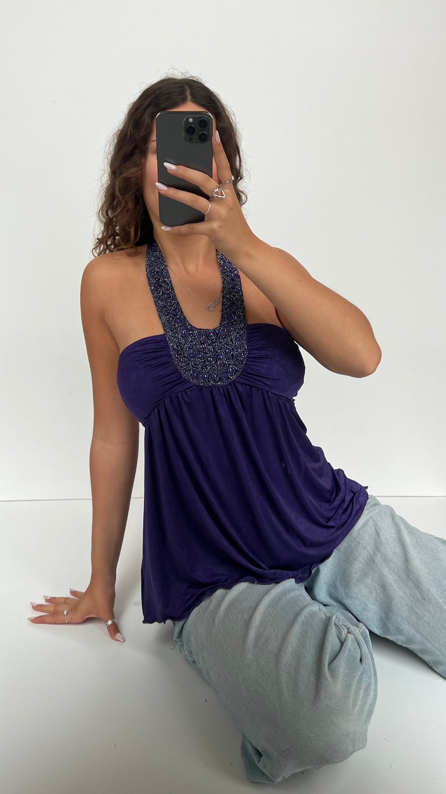 00s purple beaded cami- size L