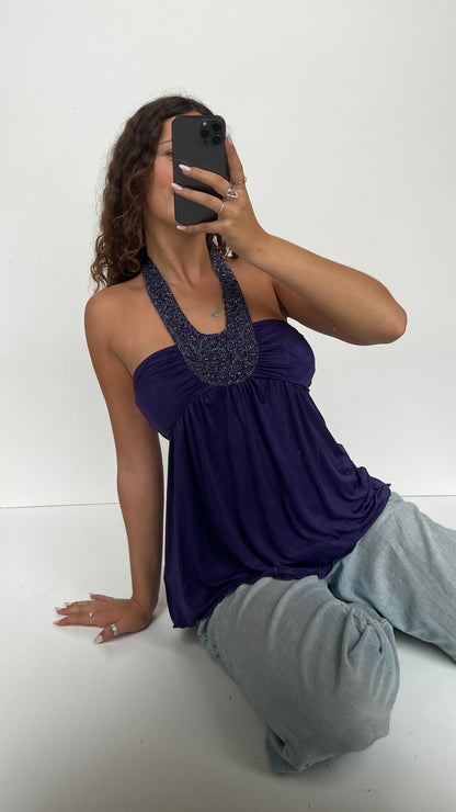 00s purple beaded cami- size L