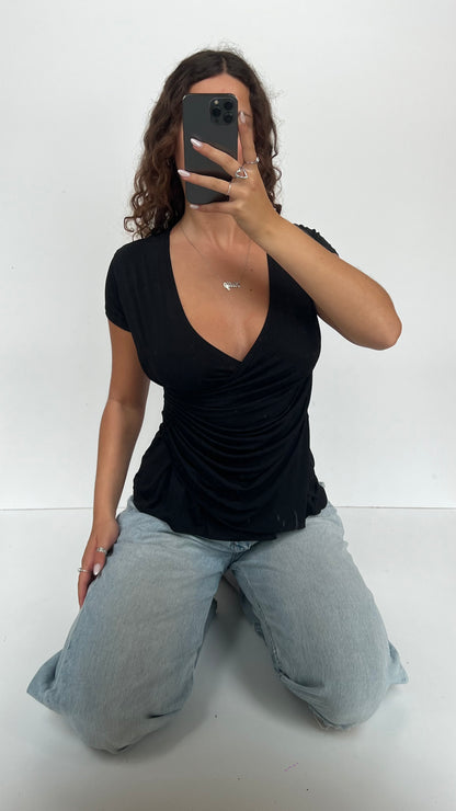 00s black babydoll top- size M