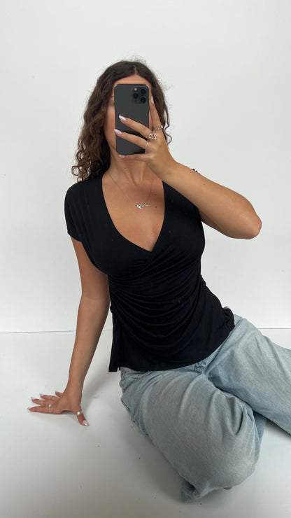 00s black babydoll top- size M