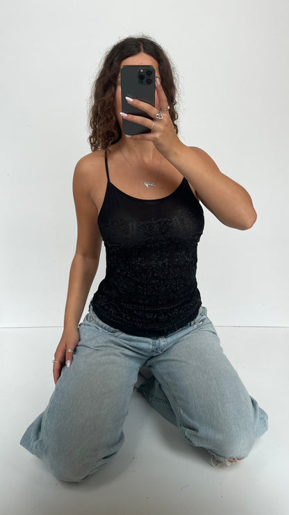 00s black glitter cami- size M