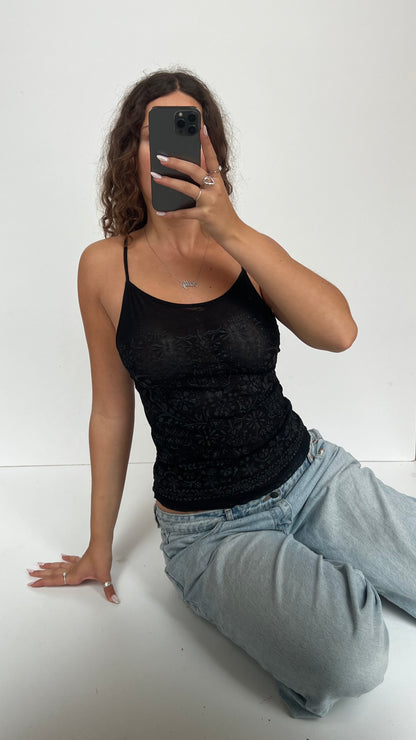 00s black glitter cami- size M