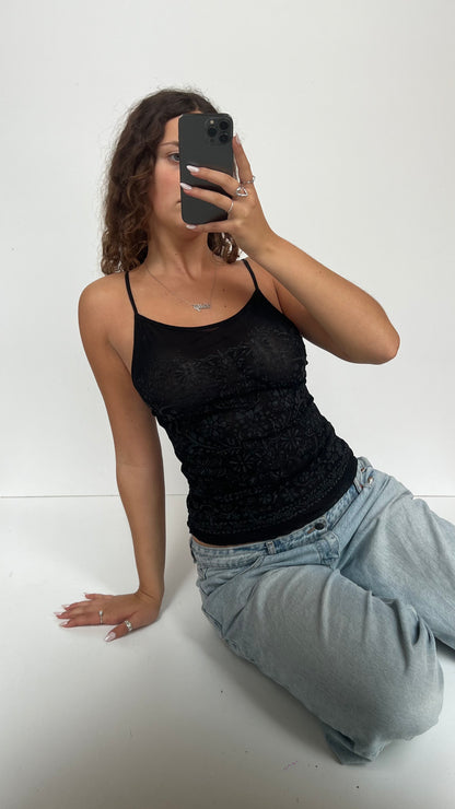 00s black glitter cami- size M