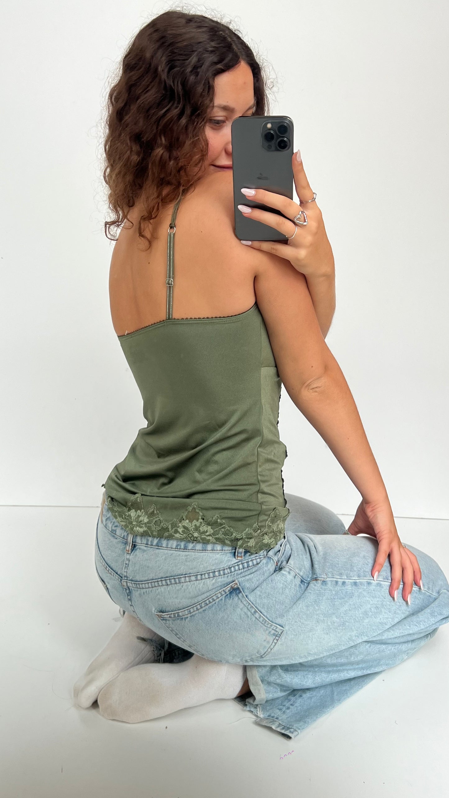 00s khaki lace cami- size L
