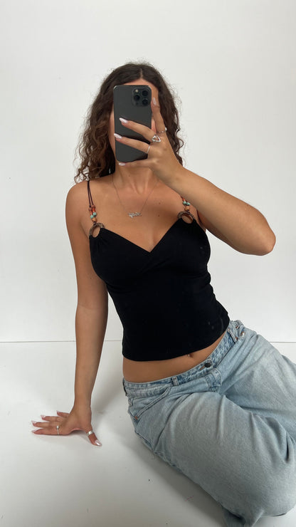 00s black beaded cami- size S