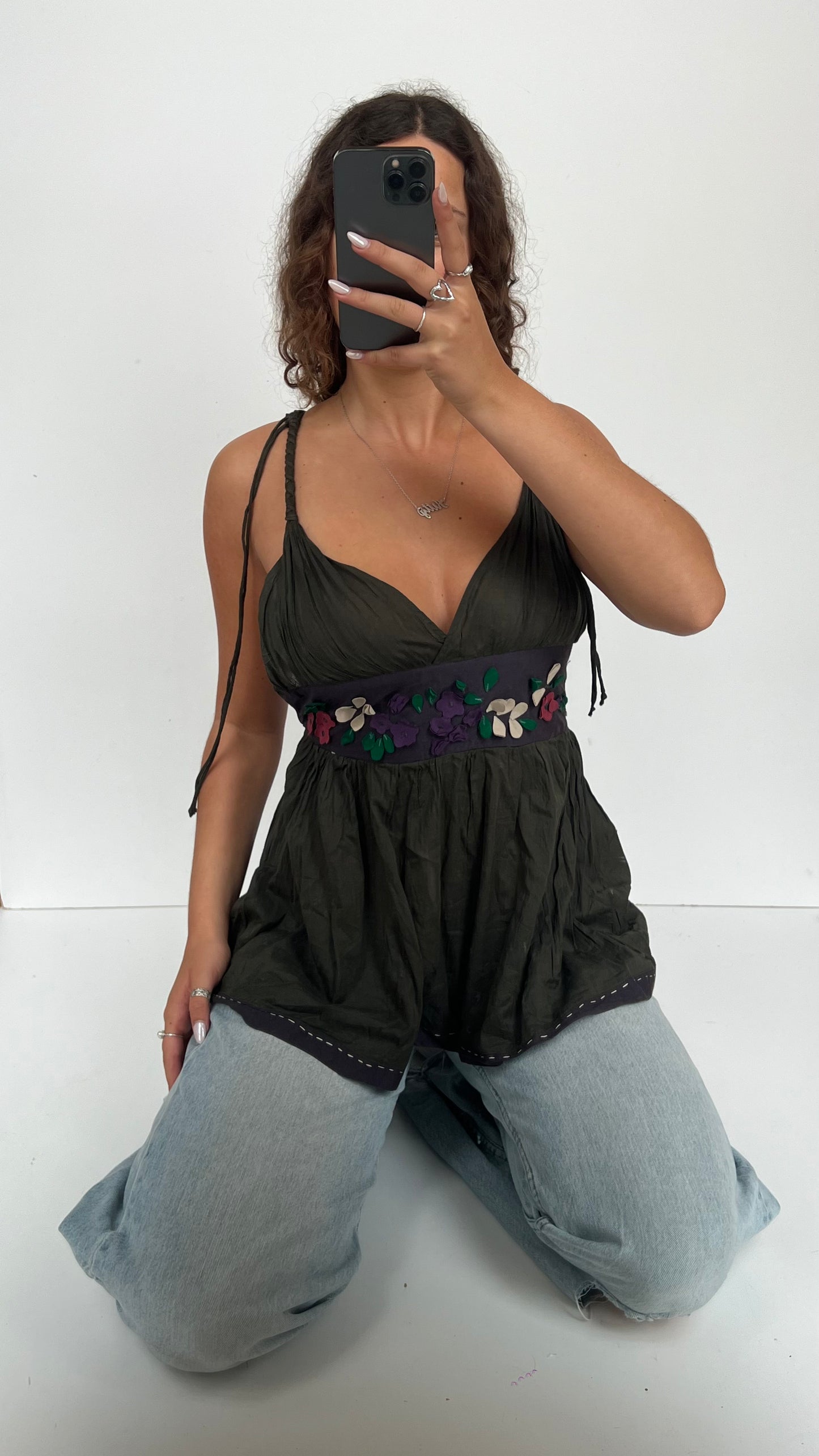 00s khaki babydoll cami- size XS