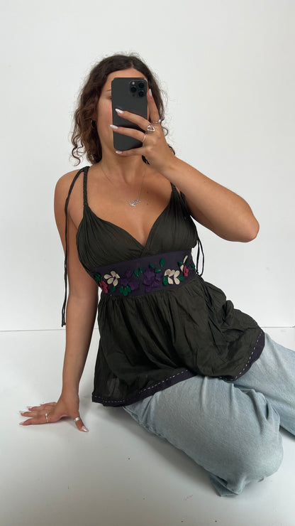 00s khaki babydoll cami- size XS