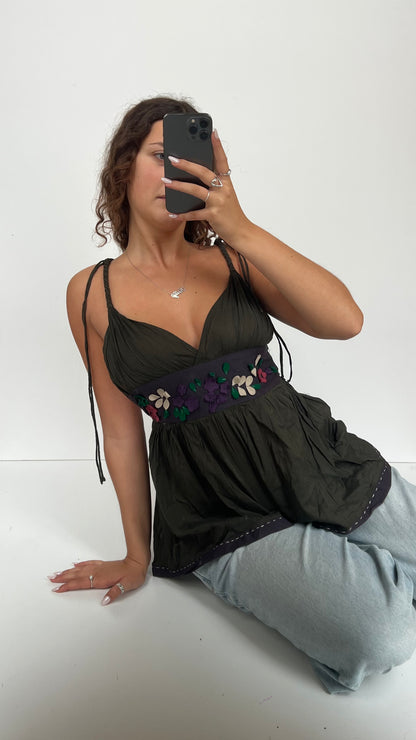 00s khaki babydoll cami- size XS