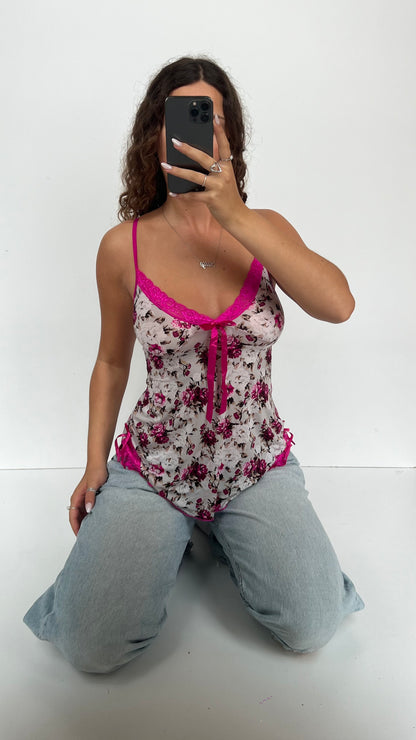 00s pink floral cami- size M