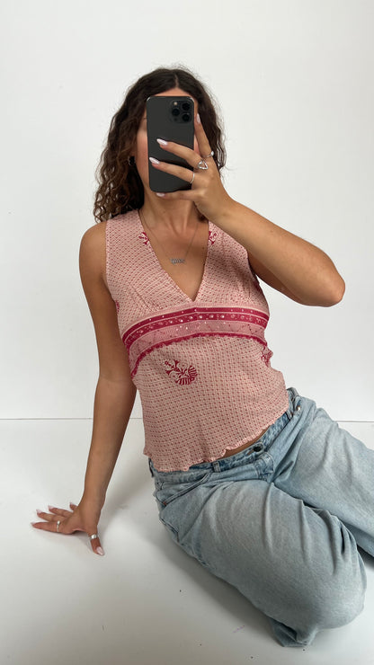 00s pink sequin tank top- size L